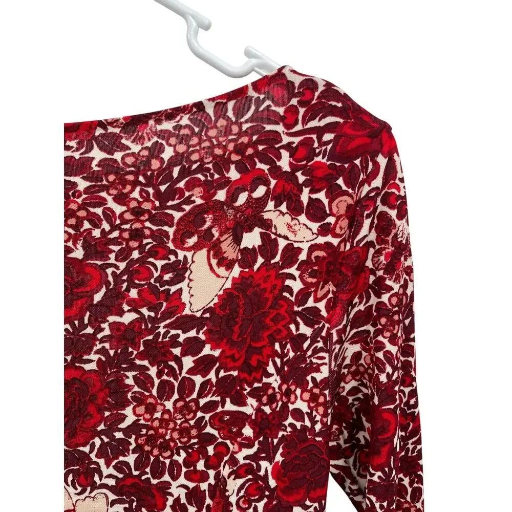 Tory Burch Ria Floral Butterfly Dress Side Hem Pleats Size XS